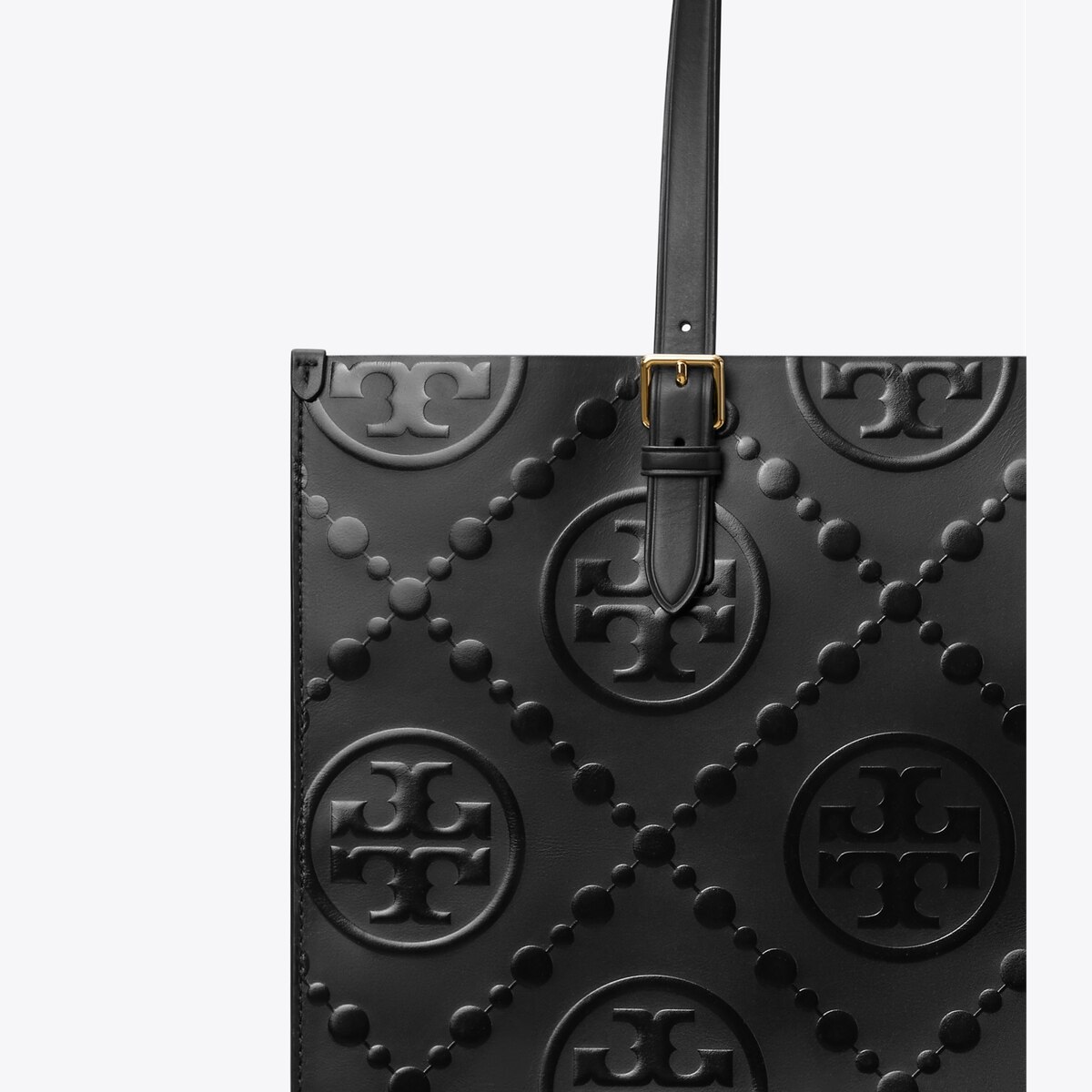 Tory Burch Black Leather Embrodered Logo shops Tote Purse