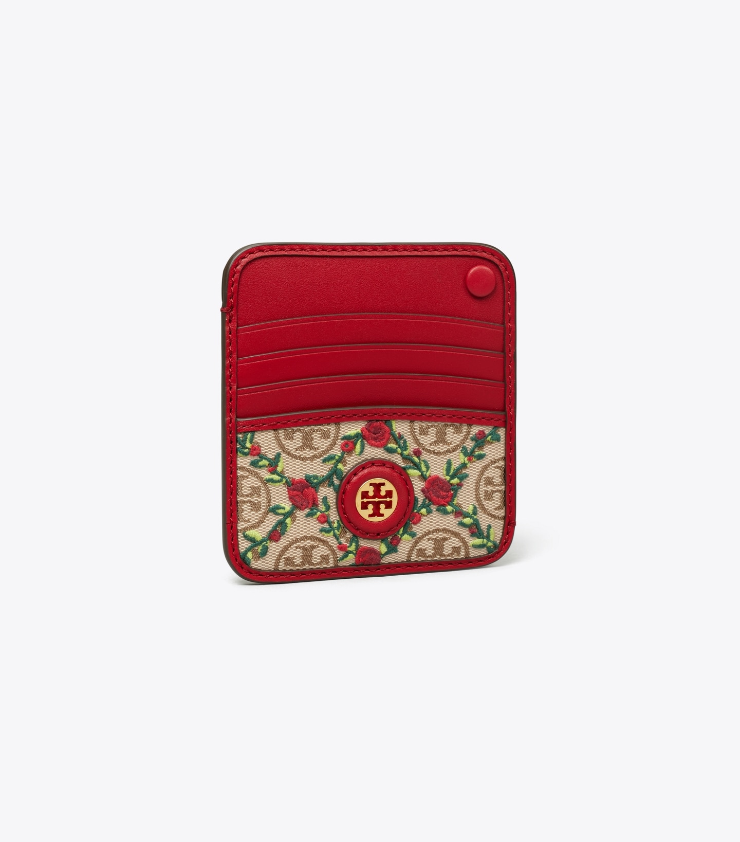 T Monogram Embroidered Card Case