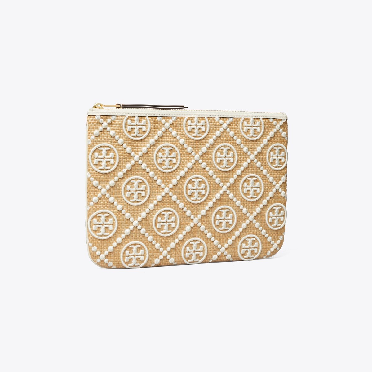 T Monogram Embroidered Straw Pouch: Women's | | Tory Burch EU