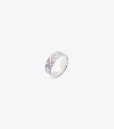 Tory Burch designer rings T Monogram Enamel Ring in Platinum / Lilac angle