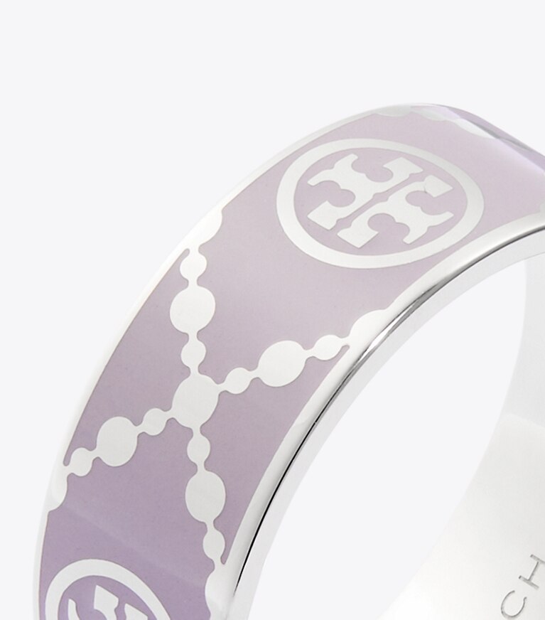 Tory Burch designer rings T Monogram Enamel Ring in Platinum / Lilac angle
