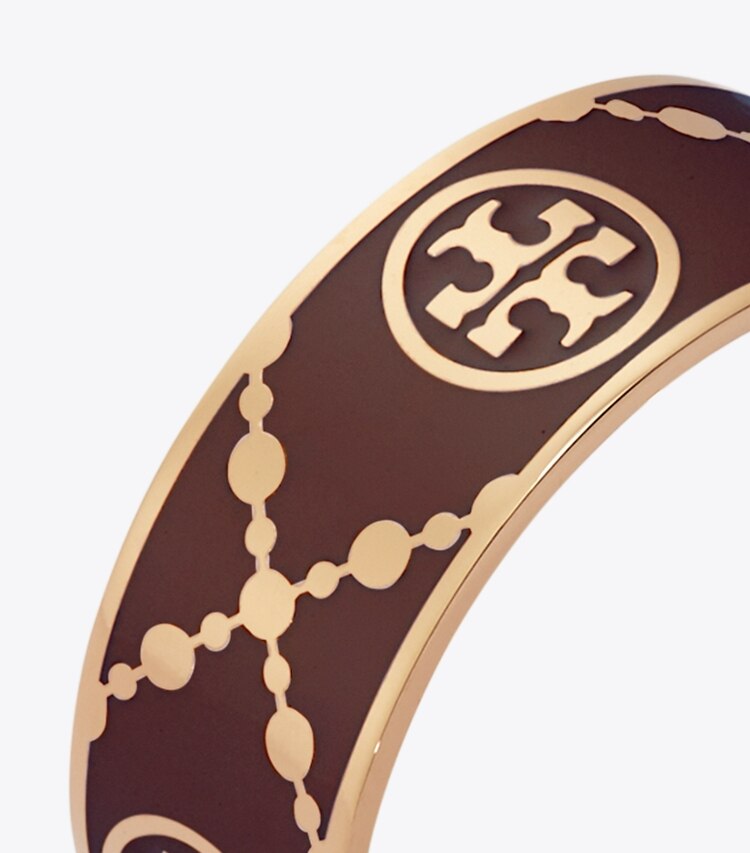 Tory Burch designer rings T Monogram Enamel Ring in Rose Gold / Burgundy detail