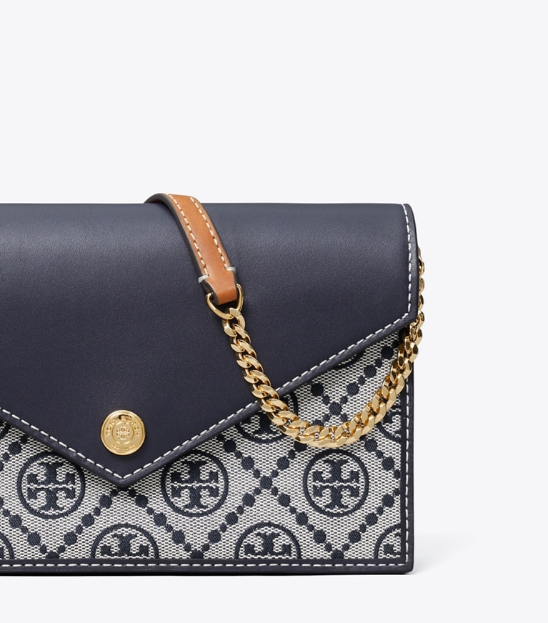 Tory Burch designer mini bags T Monogram Envelope Crossbody in Tory Navy angle