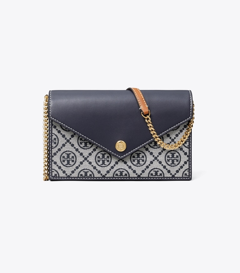 Tory Burch designer mini bags T Monogram Envelope Crossbody in Tory Navy angle