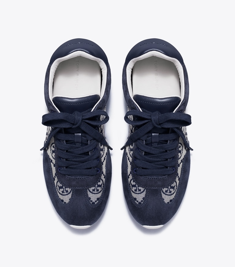 Tory Burch designer sneakers T Monogram Field Sneaker in NAVY T MONOGRAM / NEW NAVY / NEW NAVY angle