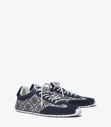 Tory Burch designer sneakers T Monogram Field Sneaker in NAVY T MONOGRAM / NEW NAVY / NEW NAVY angle