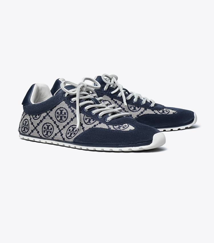 Tory Burch designer sneakers T Monogram Field Sneaker in NAVY T MONOGRAM / NEW NAVY / NEW NAVY angle