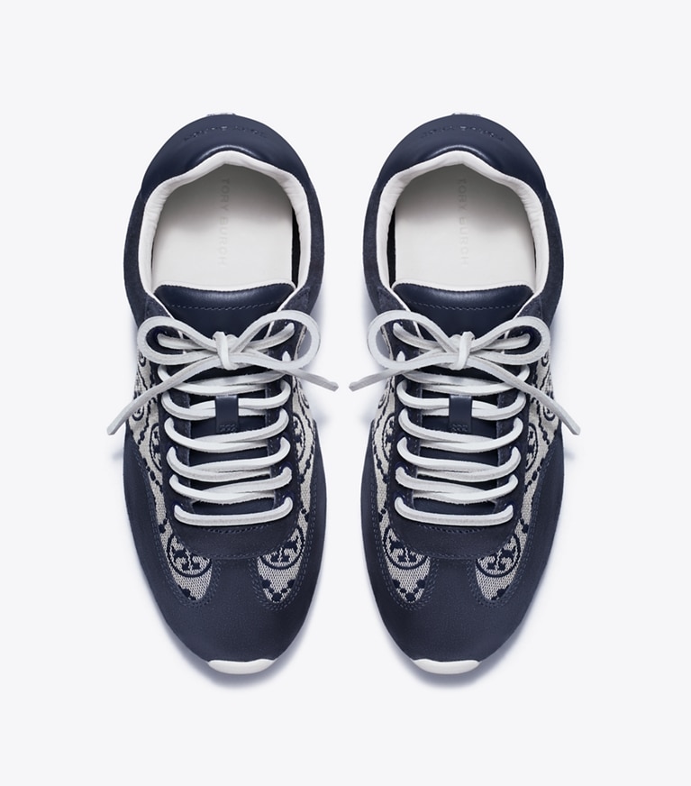 Tory Burch designer sneakers T Monogram Field Sneaker in NAVY T MONOGRAM / NEW NAVY / NEW NAVY angle