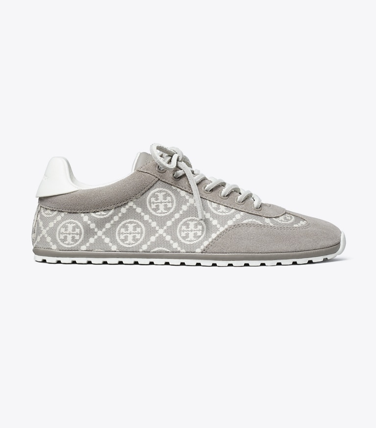 Tory Burch designer スニーカー Tモノグラム フィールド スニーカー in GRAY TMONO / FOG GRAY / BROWN side