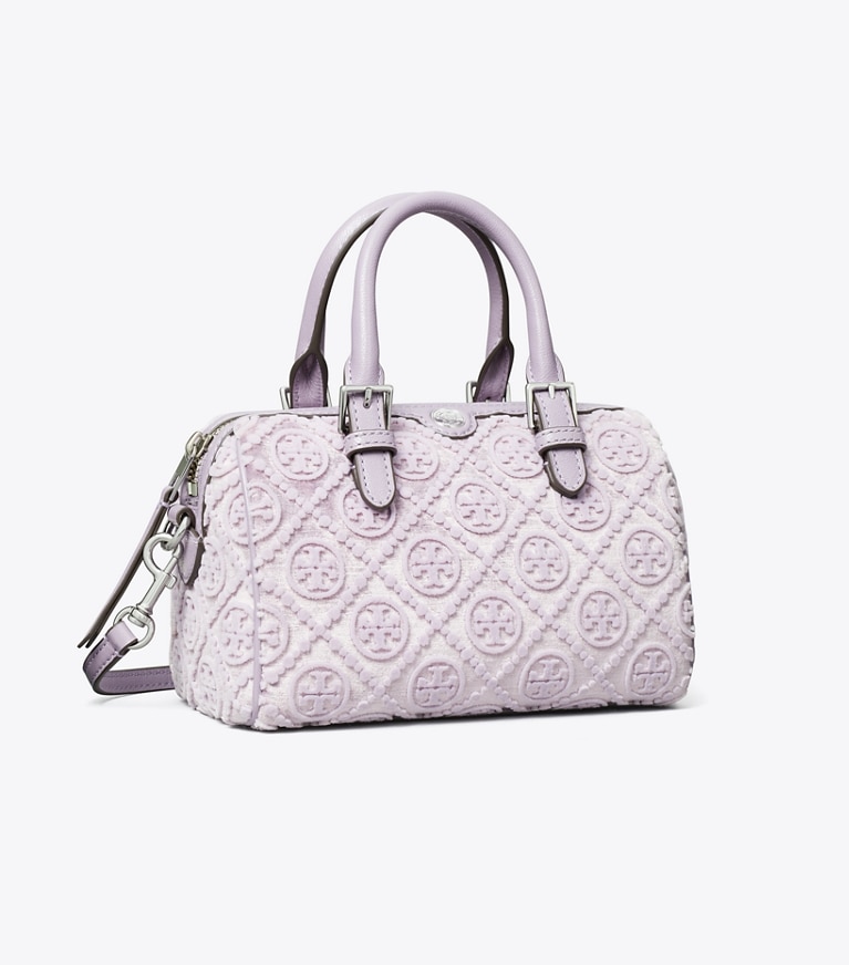 Tory Burch designer クロスボディバッグ Tモノグラム フィルクーペ ミニバレルバッグ in Lilac angle