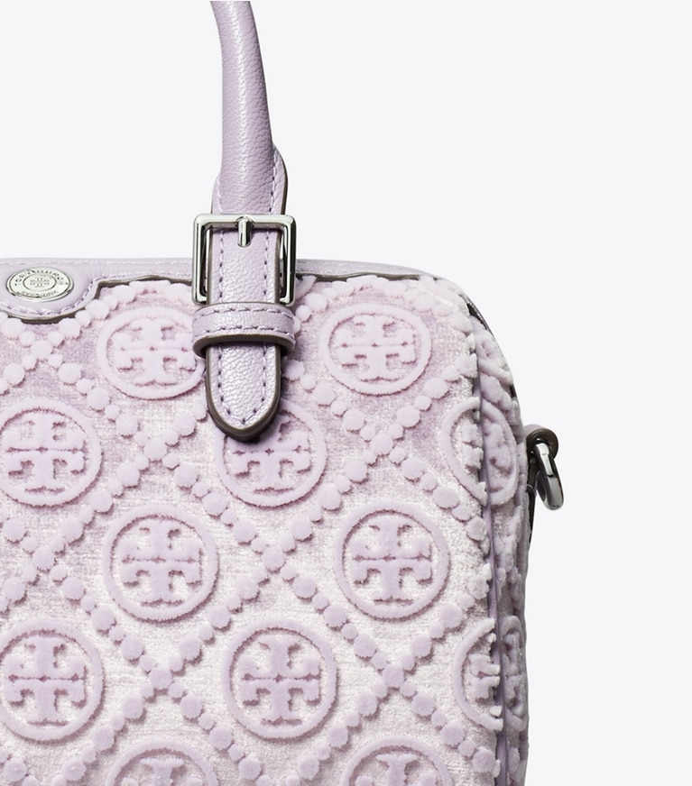 Tory Burch designer クロスボディバッグ Tモノグラム フィルクーペ ミニバレルバッグ in Lilac angle