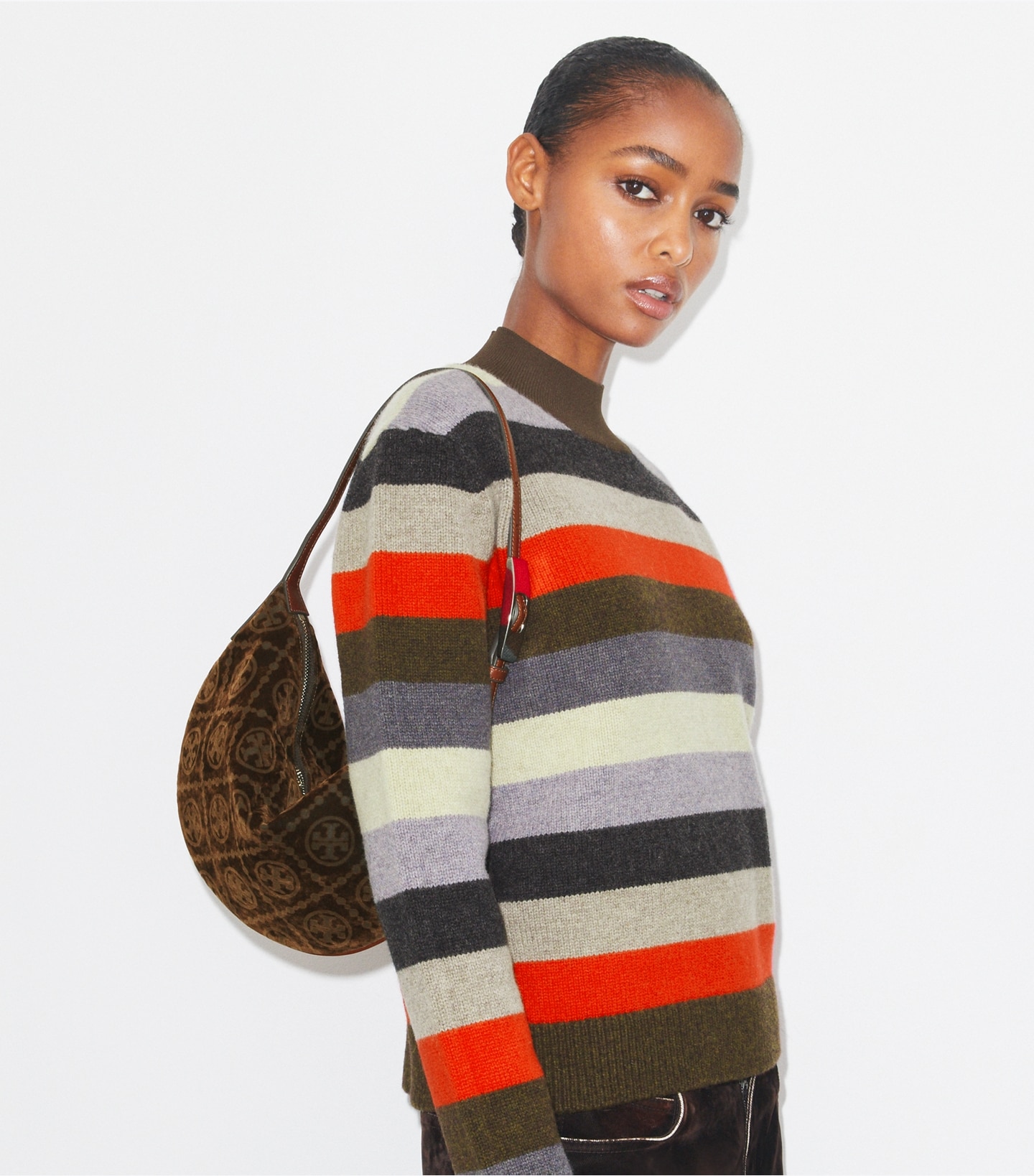 T Monogram Flocked Small Balloon Bag