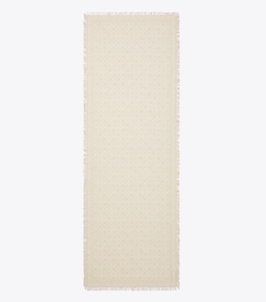 Tory Burch designer scarves T Monogram Floral Oblong Scarf in Ivory T Monogram overhead