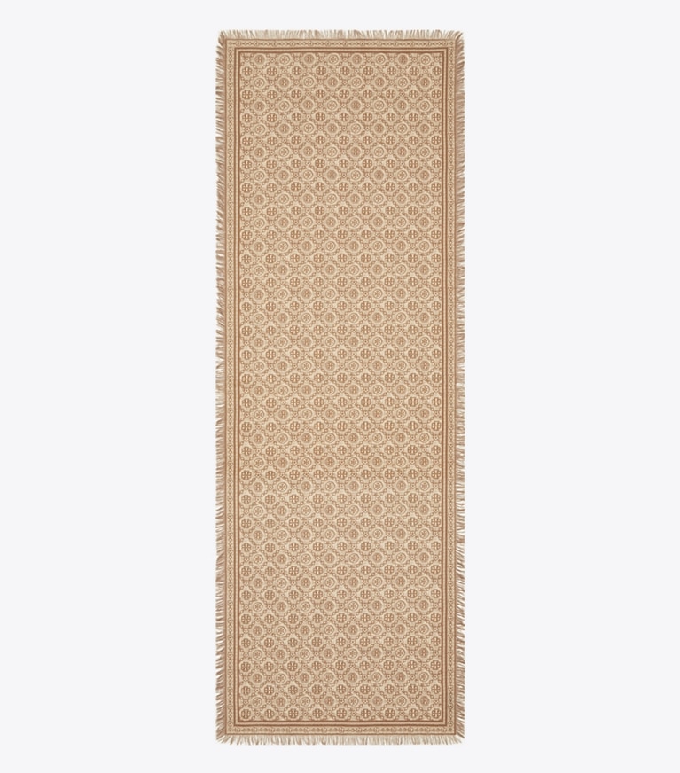 Tory Burch designer scarves T Monogram Floral Oblong Scarf in Chocolate T Monogram overhead