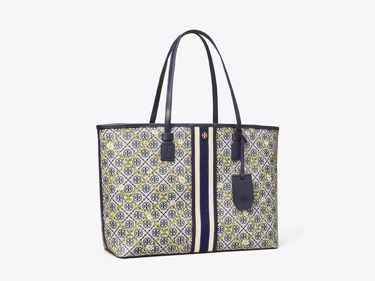 T Monogram Floral Vine Top-Zip Tote Bag: Women's Handbags, Tote Bags