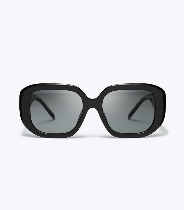Tory Burch designer sunglasses & eyewear T Monogram Geometric Sunglasses in BLACK/GREY GRADIENT front