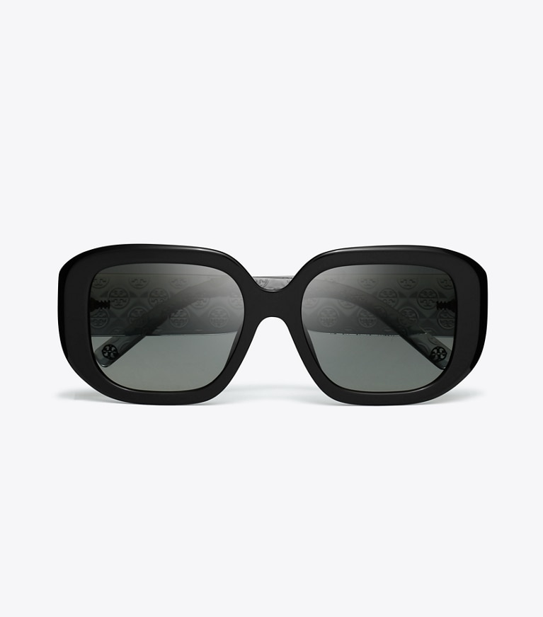 Tory Burch designer sunglasses & eyewear T Monogram Geometric Sunglasses in BLACK/GREY GRADIENT front