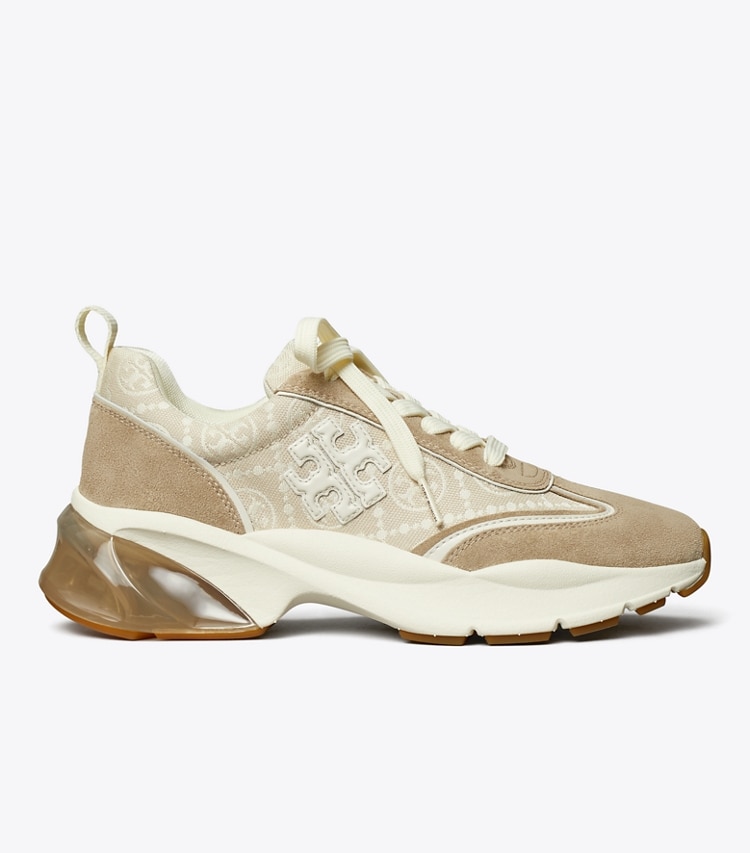 Tory Burch designer sneakers T Monogram Good Luck Trainer in BIRCH / AVOLA side