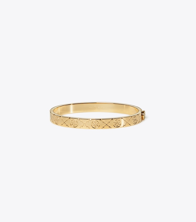 Tory Burch designer bracelets T Monogram Hinge Bracelet in Tory Gold front