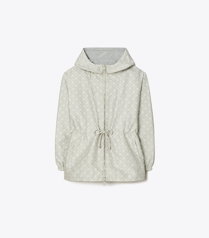 Tory Burch designer jackets T Monogram Jacquard Anorak in Gray T MONOGRAM SMALL SPORT front
