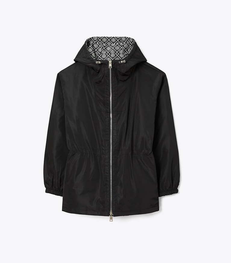 Tory Sport designer jackets T Monogram Jacquard Anorak in Black T MONOGRAM SMALL SPORT front
