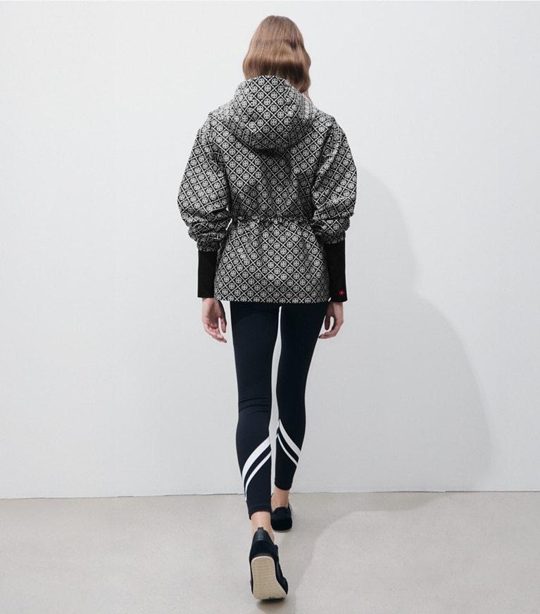 Tory Sport designer jackets T Monogram Jacquard Anorak in Black T MONOGRAM SMALL SPORT on model back