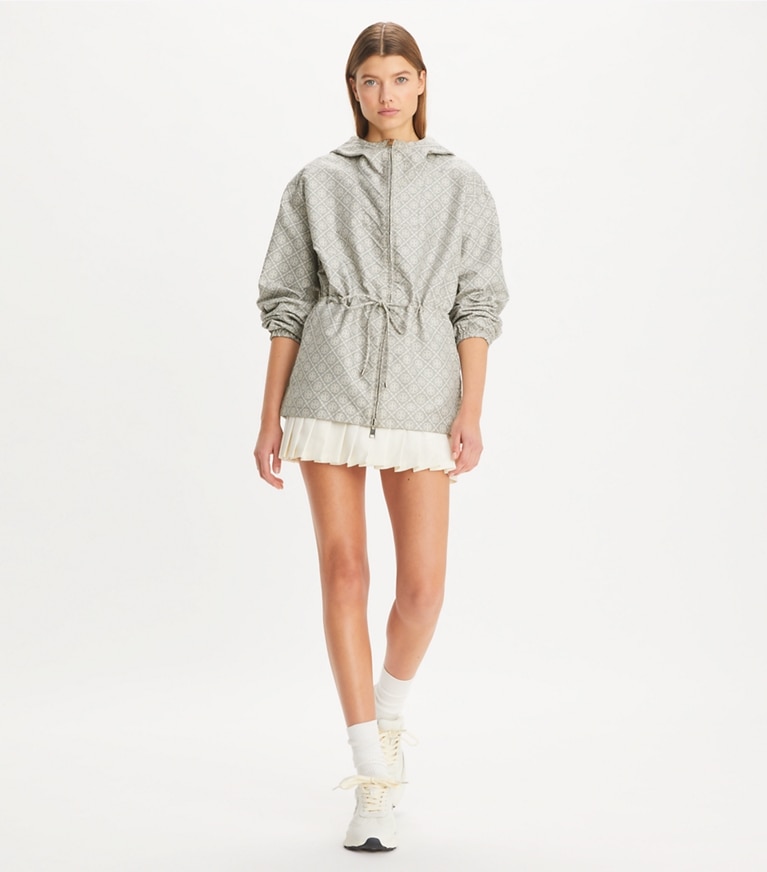 Tory Burch designer jackets T Monogram Jacquard Anorak in Gray T MONOGRAM SMALL SPORT front