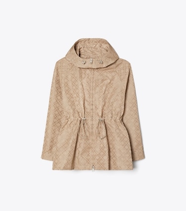 Tory Burch designer ジャケット Tモノグラム ジャガード シンチ ジャケット in Beige T Monogram front