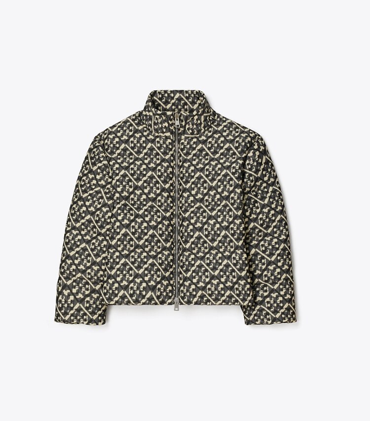Tory Sport designer coats T Monogram Jacquard Down Jacket in Prismatic T Monogram Small front
