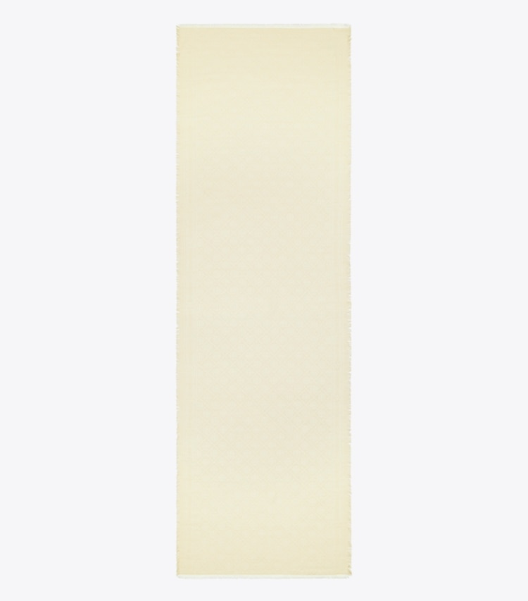 Tory Burch designer scarves T Monogram Jacquard Oblong Scarf in Light Cream overhead