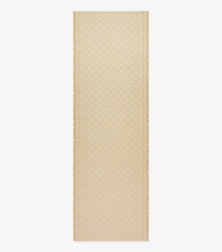 Tory Burch designer scarves T Monogram Jacquard Oblong Scarf in Fresh Clay overhead