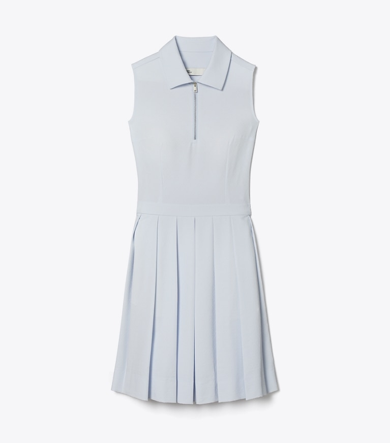 Tory Sport designer dresses T Monogram Jacquard Pleated Golf Dress in Light Blue T Monogram Mini Sport front