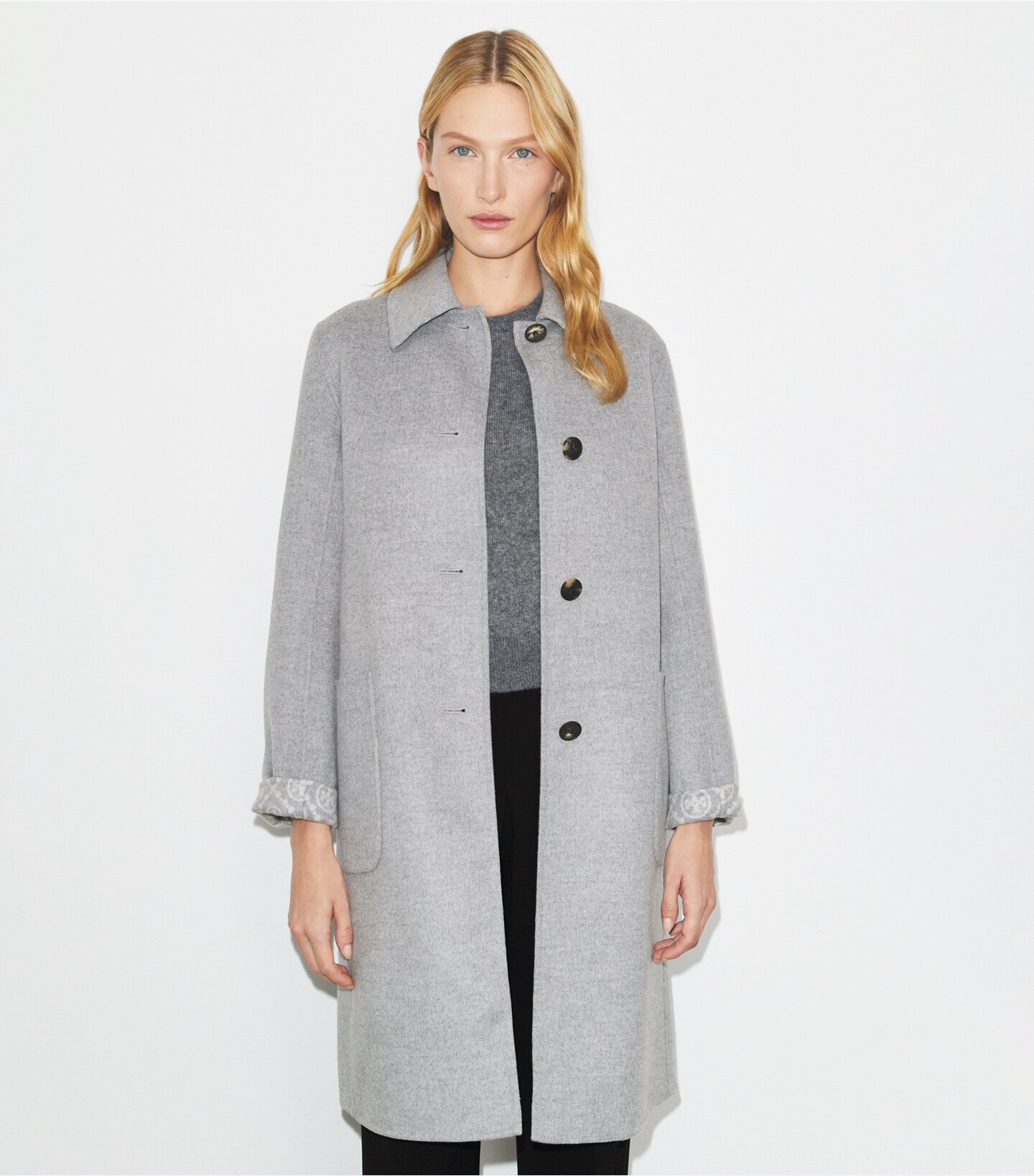 T Monogram Jacquard Reversible Wool Coat
