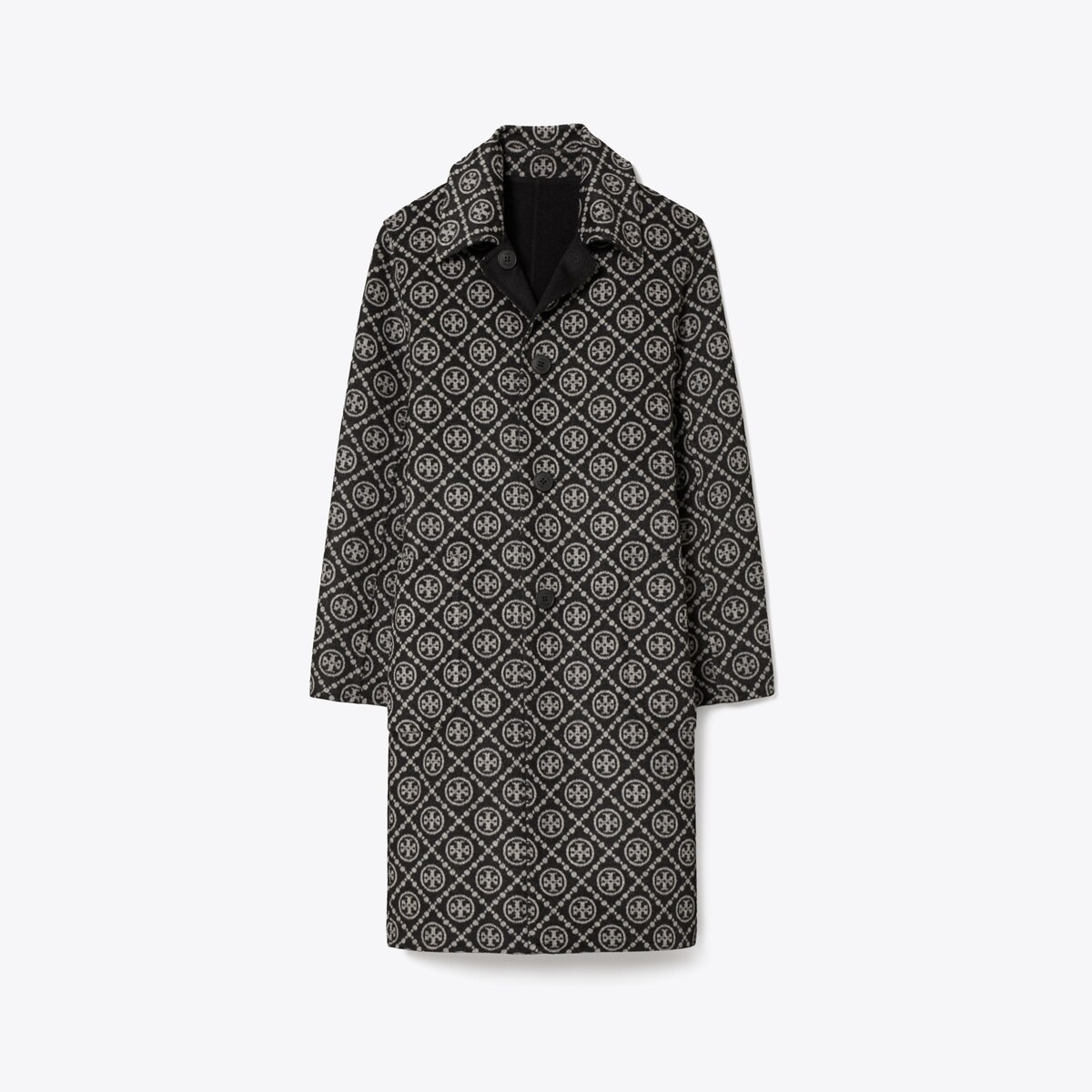 TORY BURCH 幾何学模様 ロングコート t-monogram-jacquard-reversible