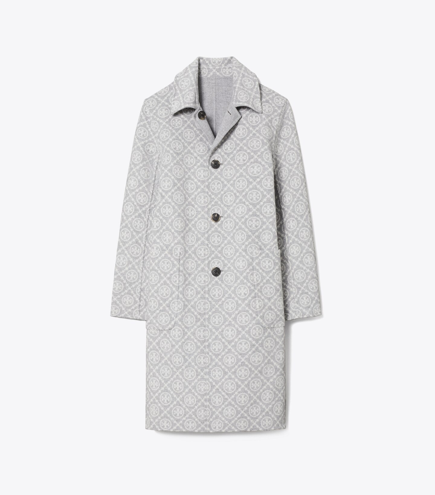 T Monogram Jacquard Reversible Wool Coat