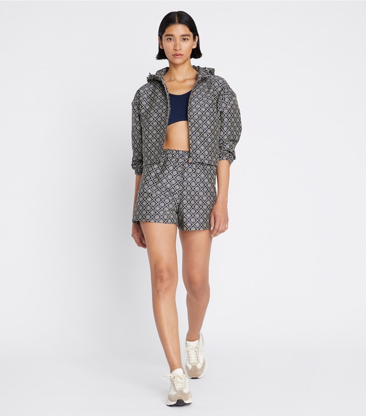 Tory Sport designer bottoms T Monogram Jacquard Short in TORY NAVY T MONOGRAM on model front