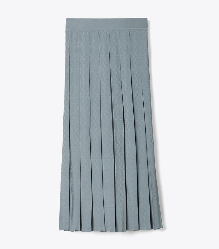 Tory Burch designer bottoms T Monogram Jacquard Skirt in Icicle Gray front