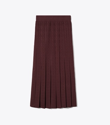 Tory Burch designer bottoms T Monogram Jacquard Skirt in Mahogany front