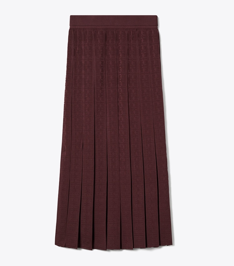 Tory Burch designer bottoms T Monogram Jacquard Skirt in Mahogany front