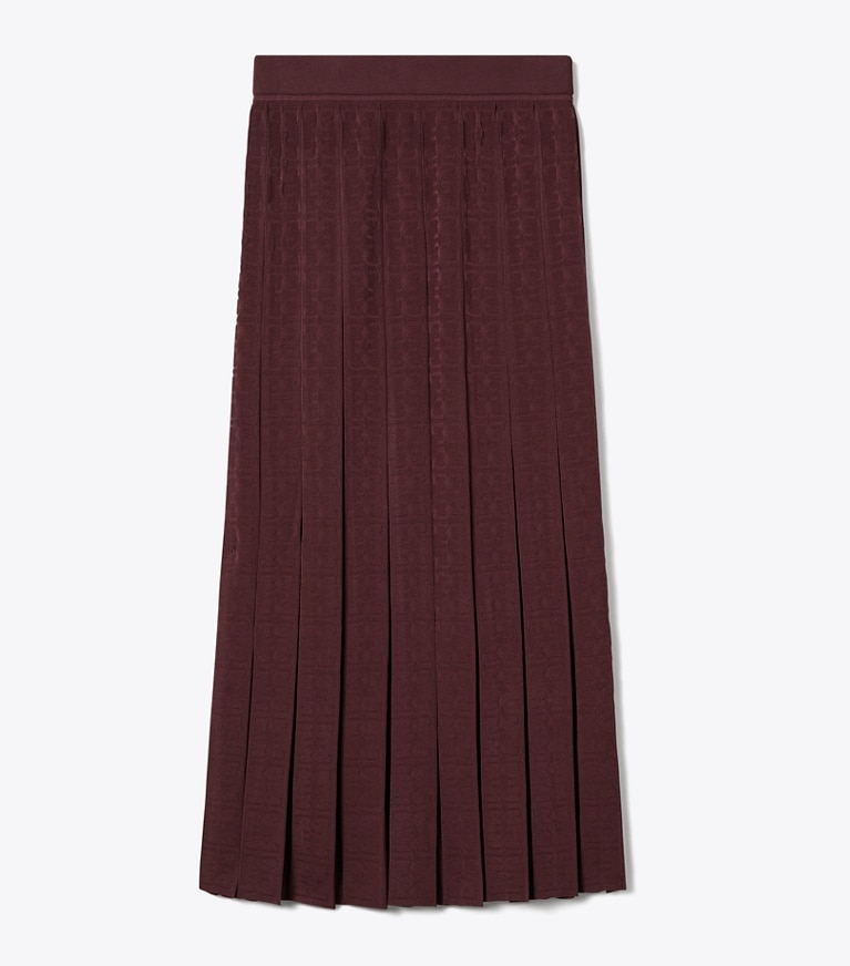 Tory Burch designer bottoms T Monogram Jacquard Skirt in Mahogany front