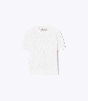 【関税・送料込】TORY BURCH コットンジャージー Tシャツ t-monogram-jacquard-sweater-