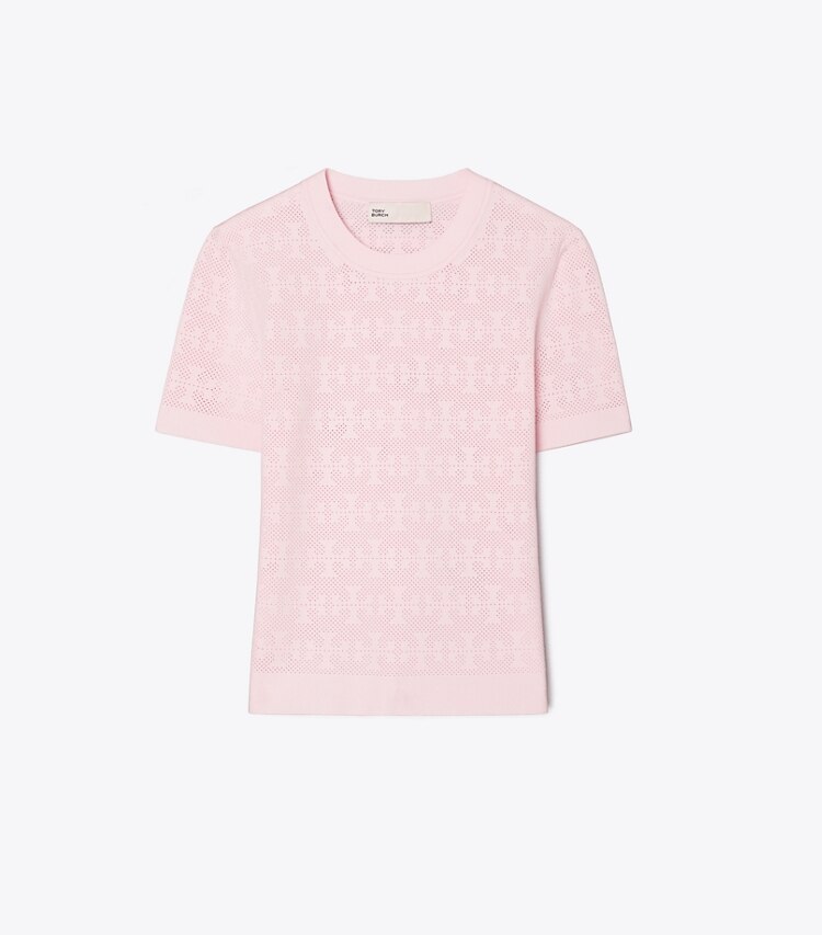 Tory Burch designer セーター Tモノグラム ジャガード セーター in Light Pink front