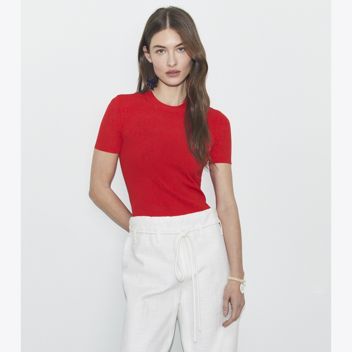 Tシャツ・カットソー TORY BURCH Woman T-Shirt Red 168853 603 Red monogram short sleeve top Tory burch - women - TORY