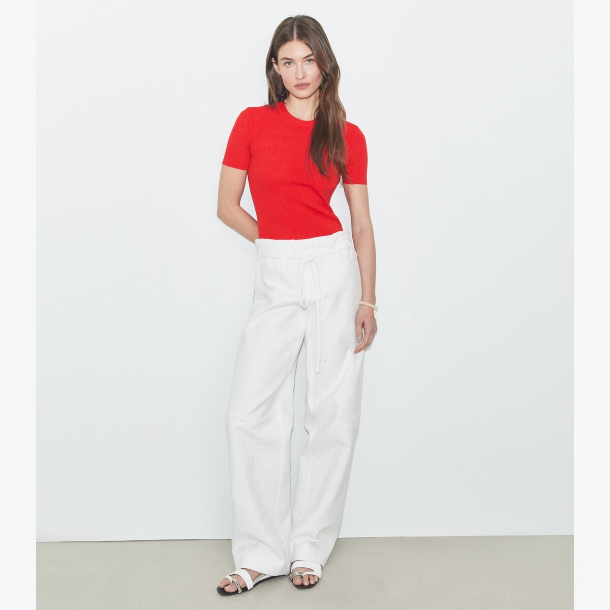 Tシャツ・カットソー Tory Burch FW25 Back closure sweater (168784 001) Ribbed Cotton Pullover: Women's Designer Sweaters | Tory Burch