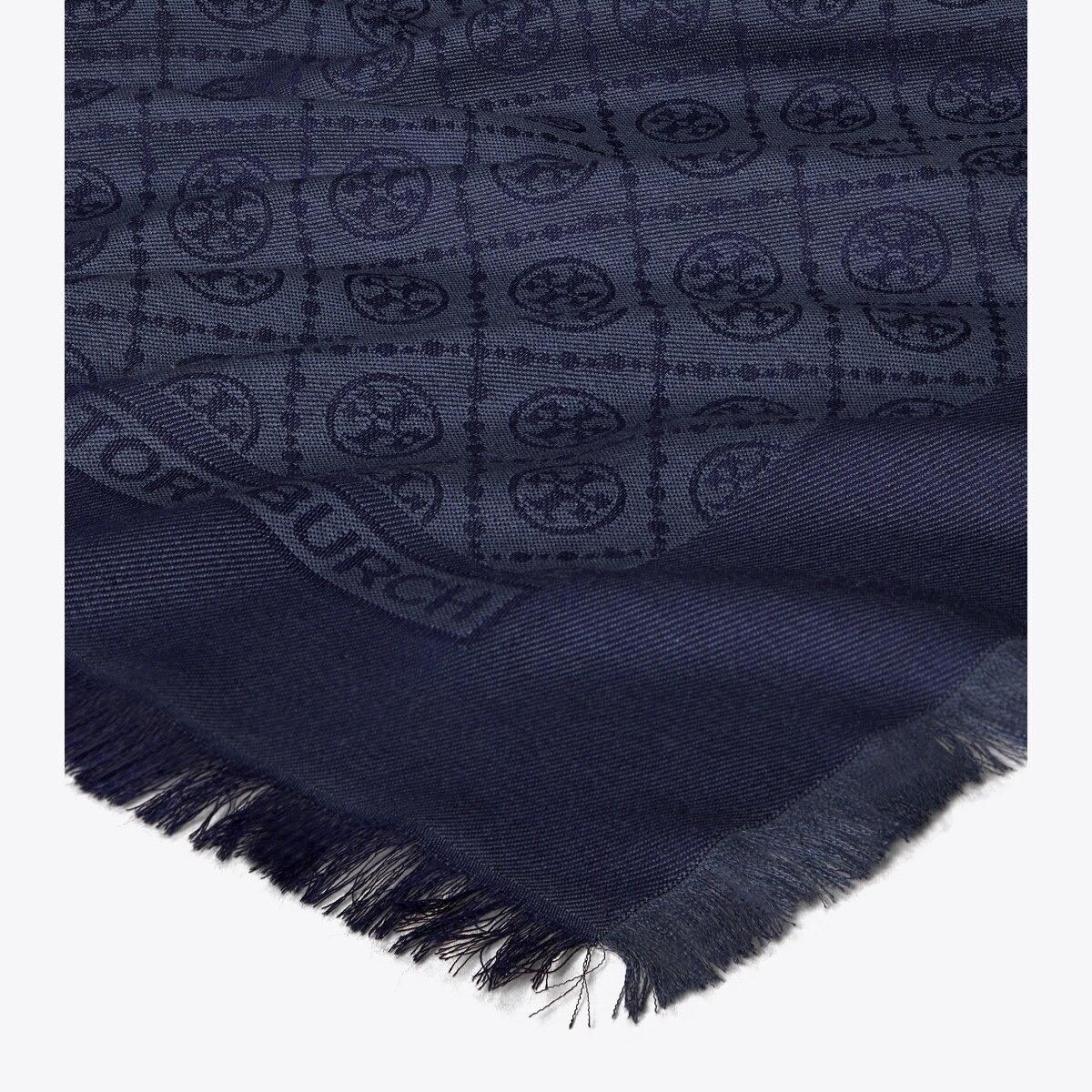 Tory Burch Demi logo tassel scarf in Tory orders Navy