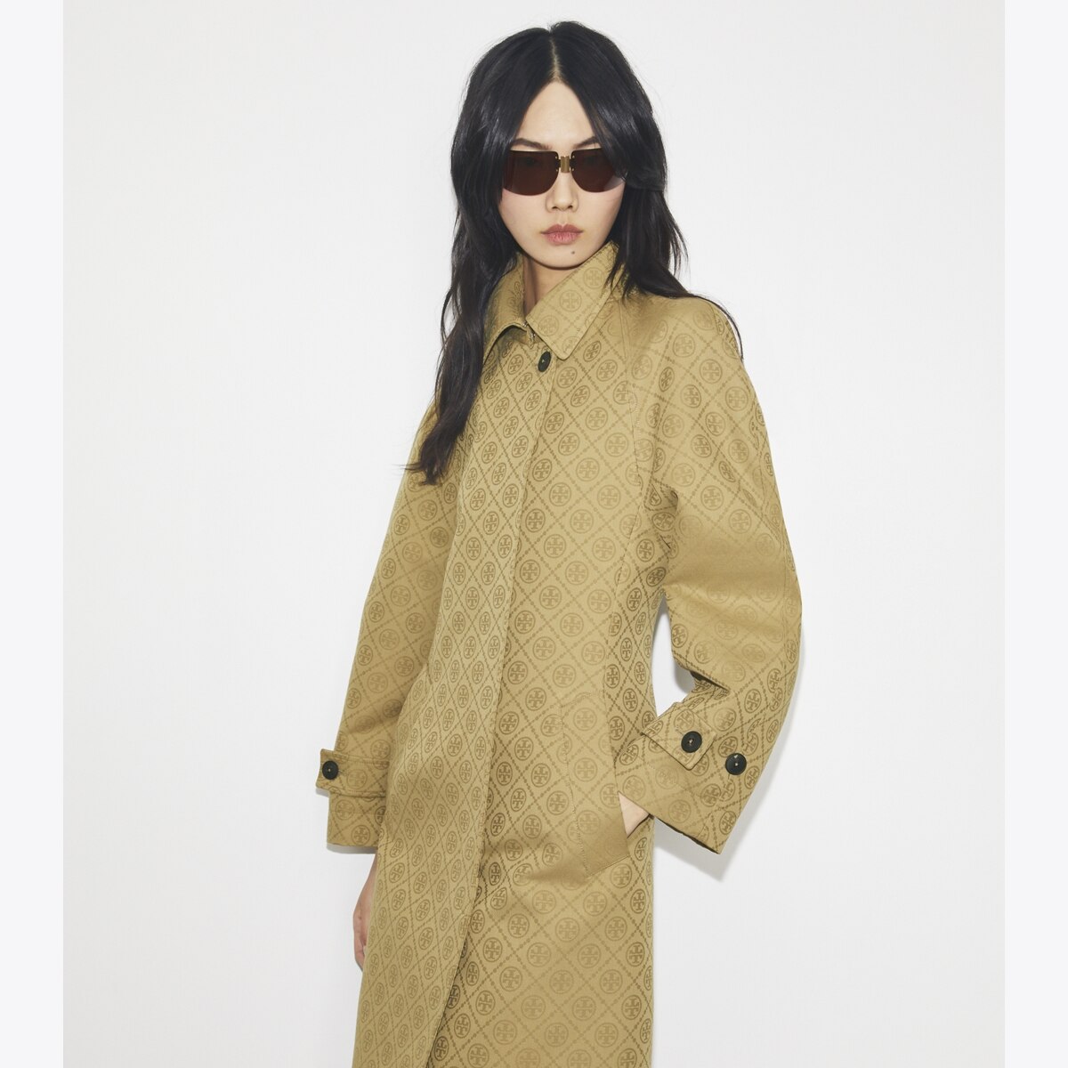 T Monogram Jacquard Trench Coat: Women's Clothing | Coats