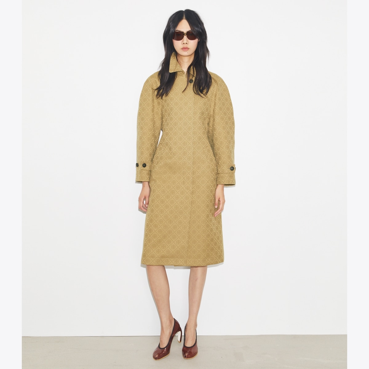 T Monogram Jacquard Trench Coat: Women's Clothing | Coats | Tory