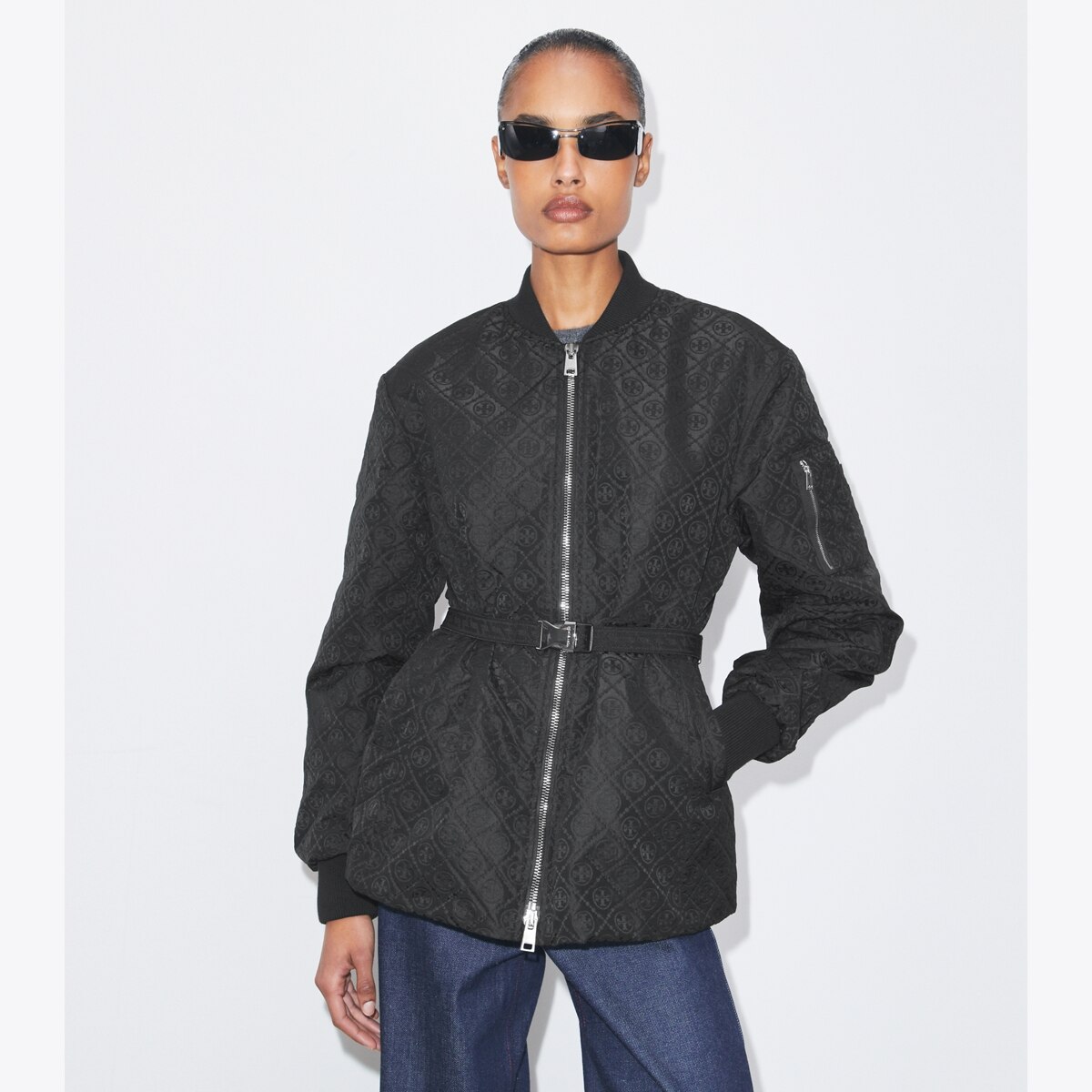 T Monogram Jacquard Zip Jacket: Women's Designer Jackets | Tory Burch