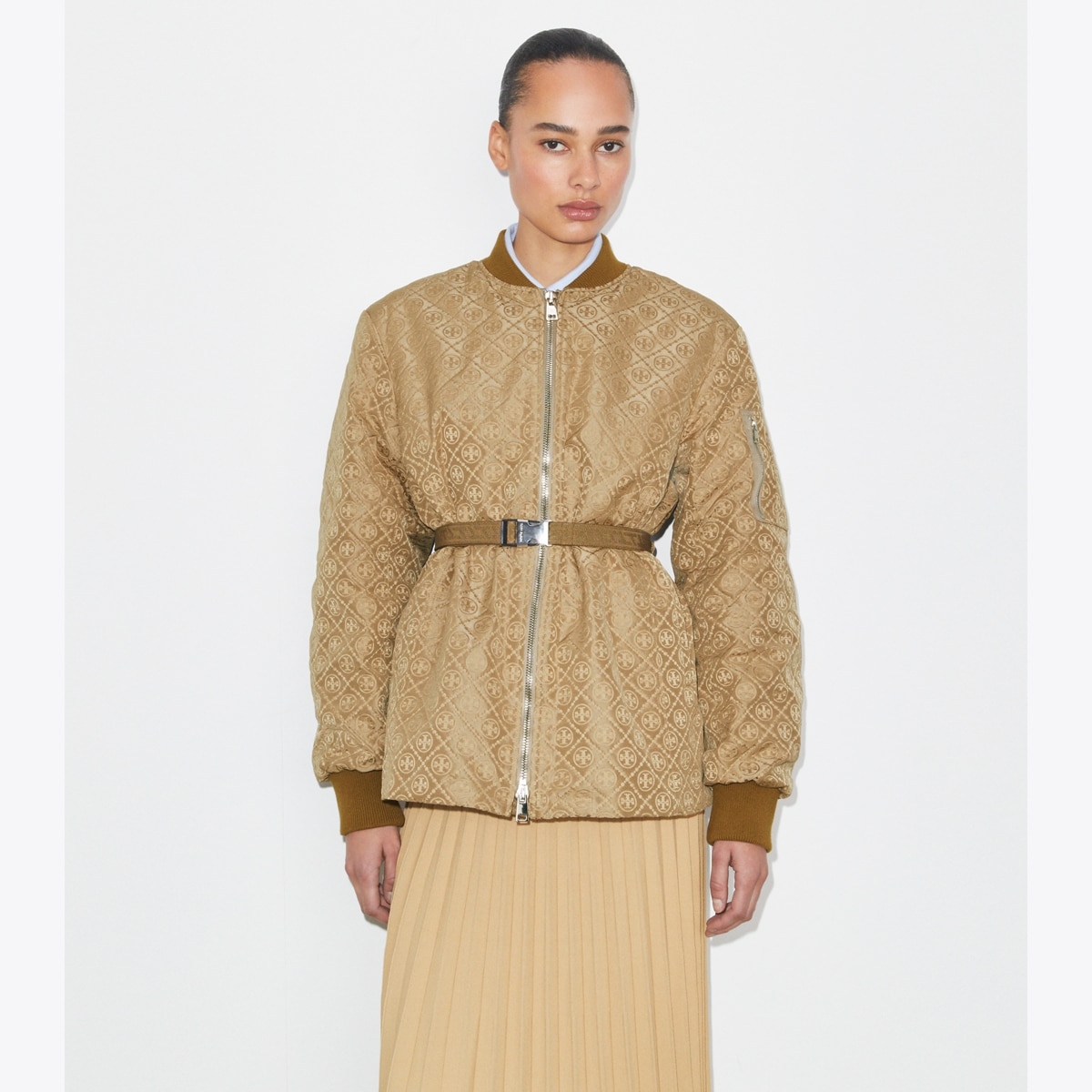 T Monogram Jacquard Zip Jacket: Women's Designer Jackets | Tory Burch