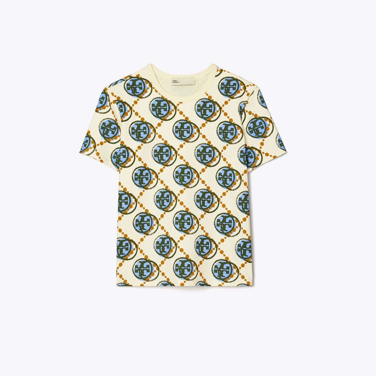 Tory Burch Embroidered Logo Tshirt in Blue